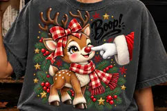 Santa Boop Christmas Reindeer PNG | Cute Vintage Plaid Png Product Image 4