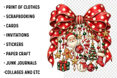 Vintage Christmas Bow Santa, Ornaments & Holiday Sublimation Product Image 2