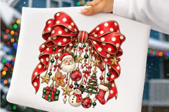 Vintage Christmas Bow Santa, Ornaments & Holiday Sublimation Product Image 3