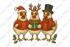 Retro Christmas Chicken PNG Product Image 1