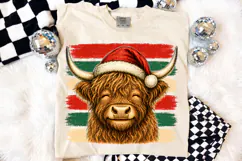Retro Christmas Cow Stripes PNG, Christmas Cow Design Product Image 2