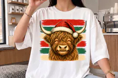 Retro Christmas Cow Stripes PNG, Christmas Cow Design Product Image 3