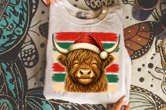 Retro Christmas Cow Stripes PNG, Christmas Cow Design Product Image 4