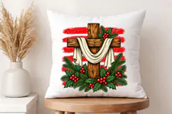 Retro Christmas Cross Winter Striped PNG, Jesus Xmas Shirt Product Image 3