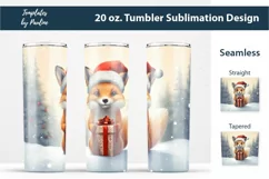 Retro Christmas Fox Skinny Tumbler Wrap for Sublimation