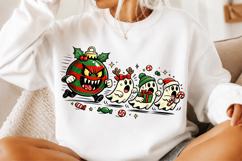 Retro Christmas Ghosts Chased by Ornament PNG Product Image 2