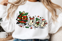 Retro Christmas Ghosts Chased by Ornament PNG Product Image 3