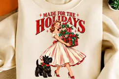 Retro Christmas Girl & Dog Sublimation Product Image 2