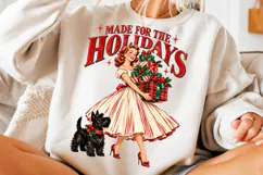 Retro Christmas Girl & Dog Sublimation Product Image 3