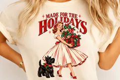 Retro Christmas Girl & Dog Sublimation Product Image 4