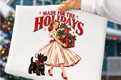 Retro Christmas Girl & Dog Sublimation Product Image 5