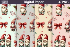 Christmas Gnomes Digital Paper | Christmas Seamless Patter Product Image 1