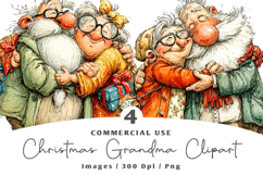Retro Christmas Grandma Clipart Product Image 1