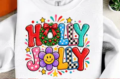 Retro Christmas Holly Jolly PNG Product Image 2