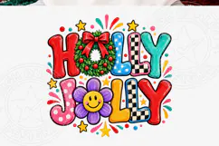 Retro Christmas Holly Jolly PNG Product Image 5