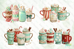Retro Christmas Hot Cocoa Mugs Clipart Product Image 1