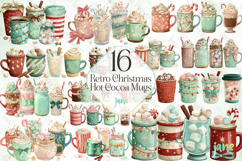 Retro Christmas Hot Cocoa Mugs Clipart Bundle Product Image 1