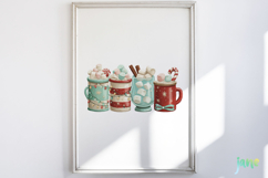 Retro Christmas Hot Cocoa Mugs Clipart Product Image 2