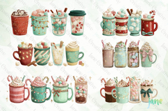 Retro Christmas Hot Cocoa Mugs Clipart Bundle Product Image 4