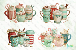Retro Christmas Hot Cocoa Mugs Clipart Bundle Product Image 5