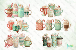 Retro Christmas Hot Cocoa Mugs Clipart Bundle Product Image 6