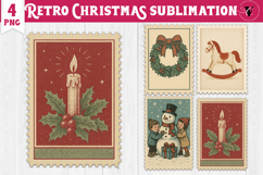 Christmas postage stamp Clipart | Vintage Christmas PNG Product Image 1