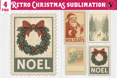 Christmas postage stamp Clipart | Vintage Christmas Product Image 5