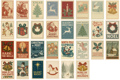 Christmas postage stamp Clipart | Vintage Christmas Product Image 2