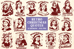Retro Christmas Quotes SVG PNG Bundle, Funny Holiday Sayings Product Image 1
