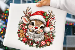 Cute Christmas Reindeer PNG | Santa Hat & Cozy Scarf Png Product Image 3