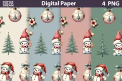Christmas Snowman Digital Paper | Christmas Seamless Patter Product Image 1
