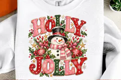Retro Christmas Snowman Holly Jolly PNG Product Image 2