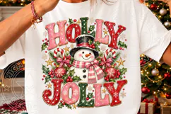 Retro Christmas Snowman Holly Jolly PNG Product Image 3