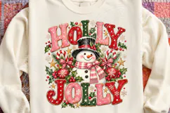 Retro Christmas Snowman Holly Jolly PNG Product Image 4