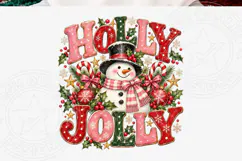 Retro Christmas Snowman Holly Jolly PNG Product Image 5