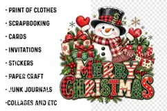 Retro Christmas Snowman Holly Jolly PNG, Merry Christmas PNG Product Image 3