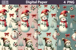 Christmas Snowman Digital Paper | Christmas Seamless Patter Product Image 1