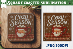 Retro Christmas Square Coasters | Christmas quotes Product Image 1