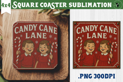 Retro Christmas Square Coasters | Christmas quotes Product Image 1