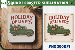 Retro Christmas Square Coasters | Christmas quotes Product Image 1