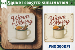 Retro Christmas Square Coasters | Christmas quotes Product Image 1