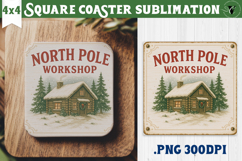 Retro Christmas Square Coasters | Christmas quotes Product Image 1