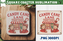 Retro Christmas Square Coasters | Christmas quotes Product Image 1