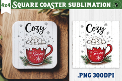 Retro Christmas Square Coasters | Christmas quotes Product Image 1
