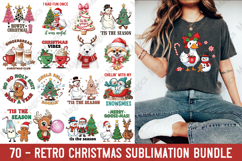 70 Retro Christmas Sublimation Bundle | Groovy Christmas PNG Product Image 1
