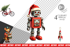 Retro Christmas Tin Toy Clipart Product Image 1