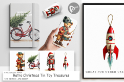 Retro Christmas Tin Toy Digital Paper Product Image 1