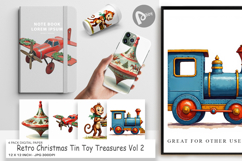 Retro Christmas Tin Toy Digital Paper Product Image 1