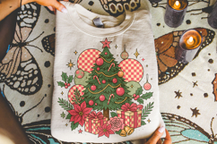 Christmas Tree PNG, Merry Christmas PNG, Holiday PNG, Retro Product Image 3