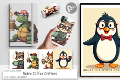 Digital Paper Retro Coffee Critters Product Image 1